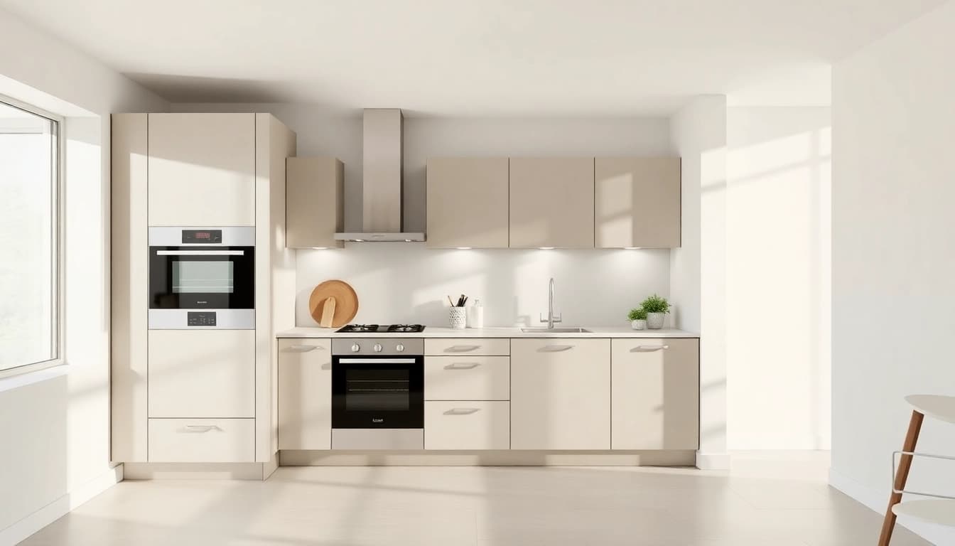View contemporary уреди за вграждане displayed in a stylish modern kitchen with ample natural light.