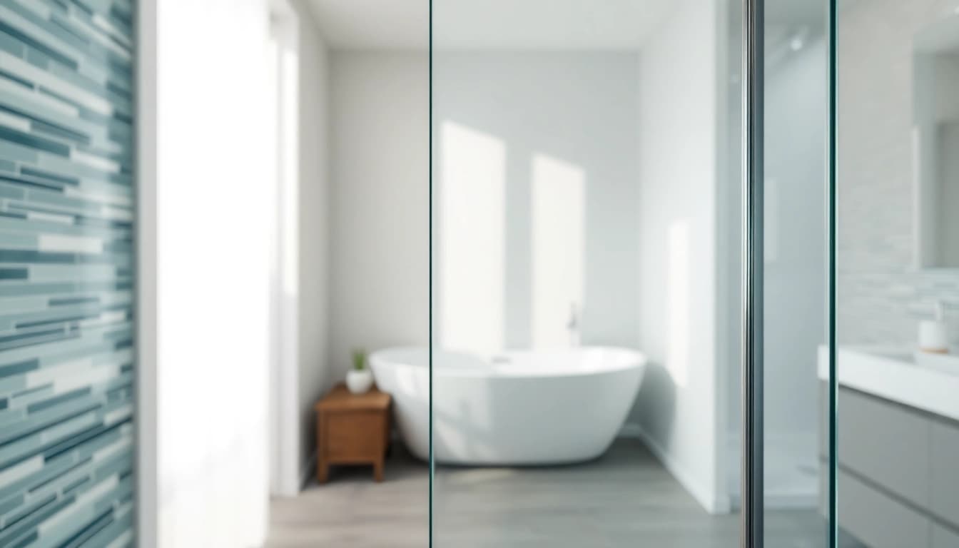 Stylish wet room shower screen enhances the modern bathroom's elegant design.