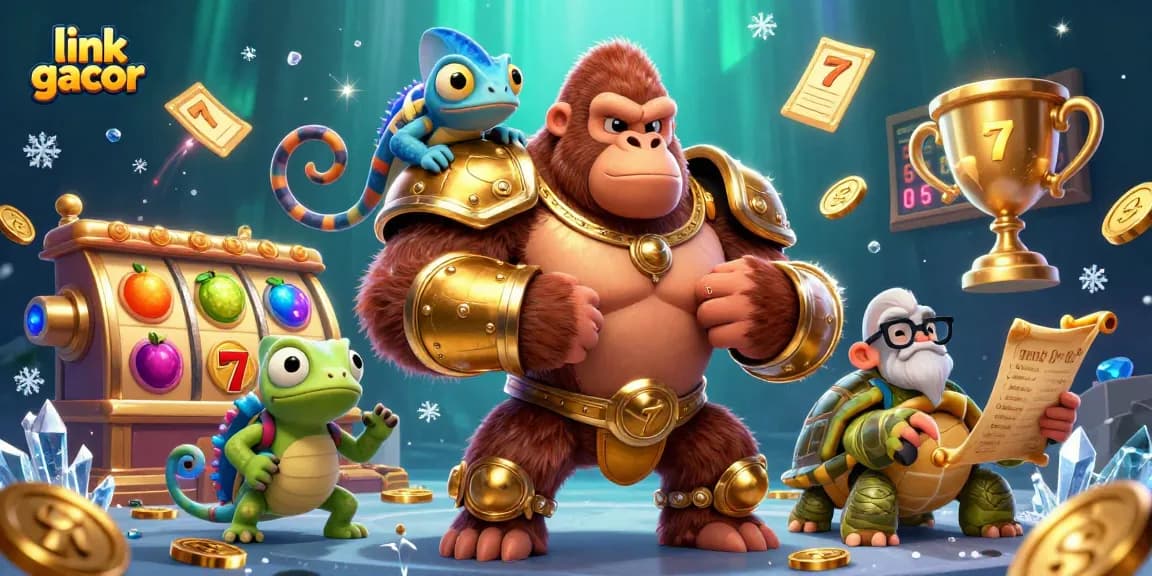 Experience a thrilling journey with link gacor featured in a vibrant casino scene containing dynamic slots and playful characters.