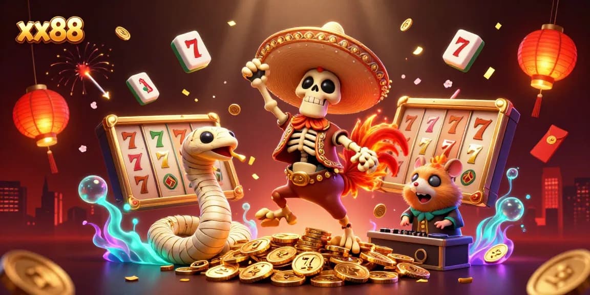 Engage with thrilling games at xx88 – lively cartoon characters celebrating victories in a casino