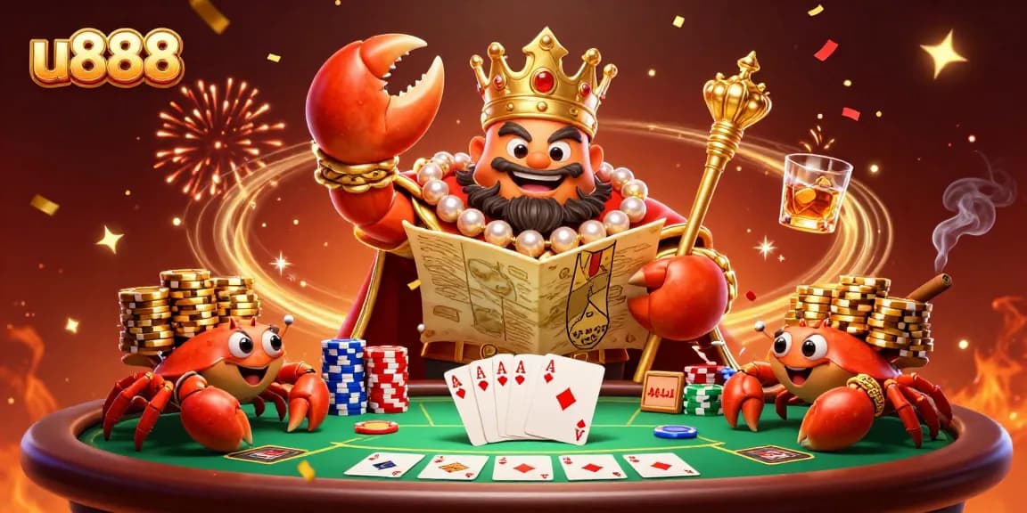 Win big at u888 with vibrant casino elements in this lively 3D digital illustration.