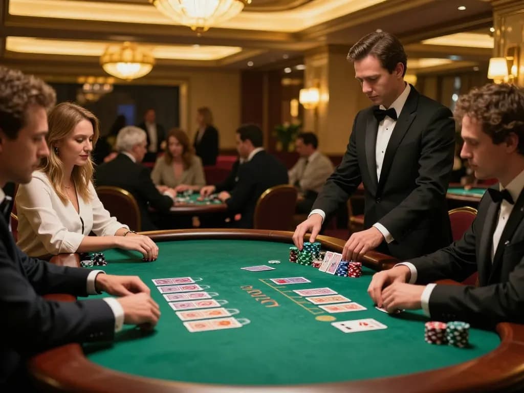 Players enjoying a thrilling blackjack game at Fly88 com, featuring vibrant cards and chips.