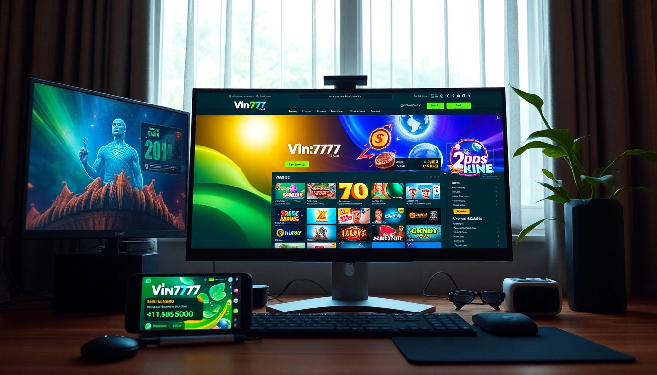 Engaging online betting environment featuring vin777.gb.net with sleek desktop setup and vibrant games displayed.