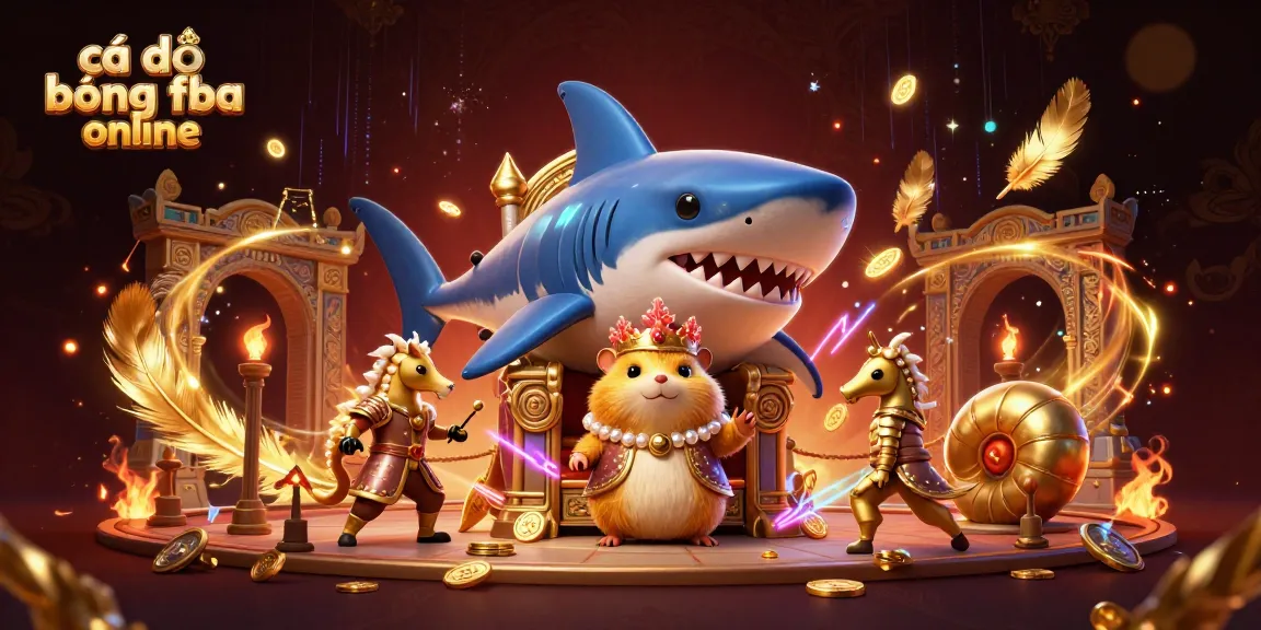 Engage in cá độ bóng đá online with a dynamic, vibrant 3D scene showcasing a golden hamster king and his royal guards amidst a rich array of gambling elements.
