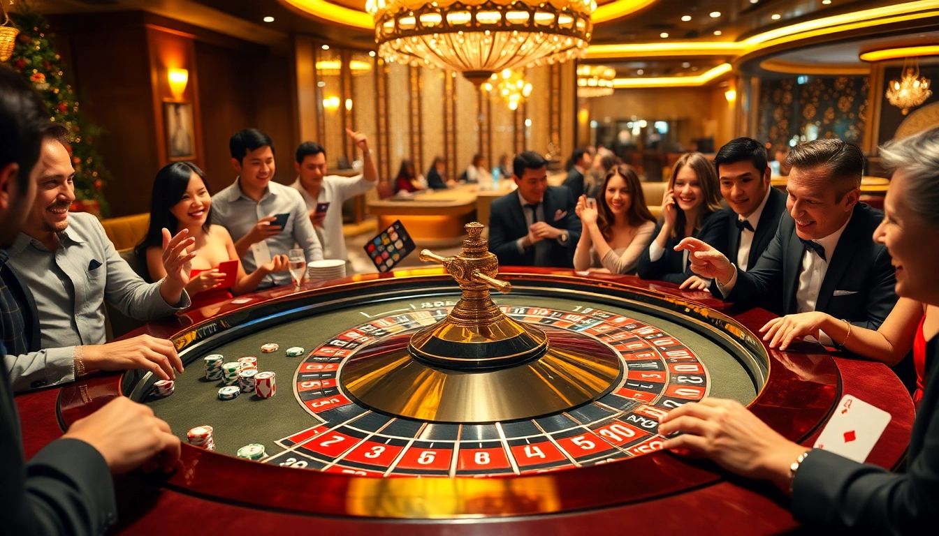Players engaging in roulette at a luxurious casino featuring the s8 logo on the table.
