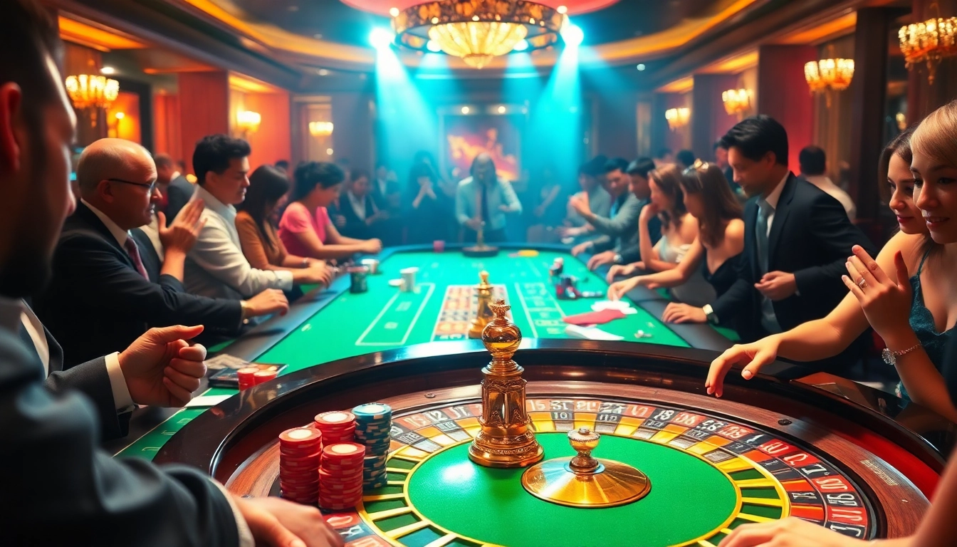 Experience the thrill of betting at 98win with a vibrant casino scene showcasing roulette action.