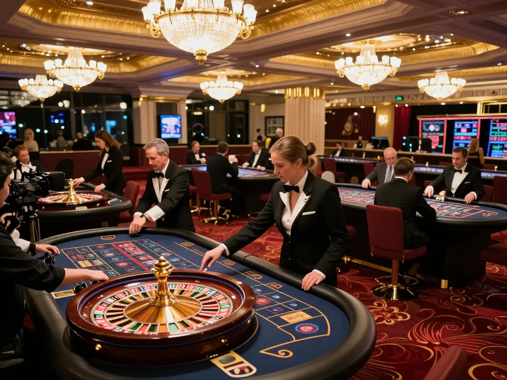 Players enjoying a thrilling roulette game at HB88, showcasing vibrant casino atmosphere.