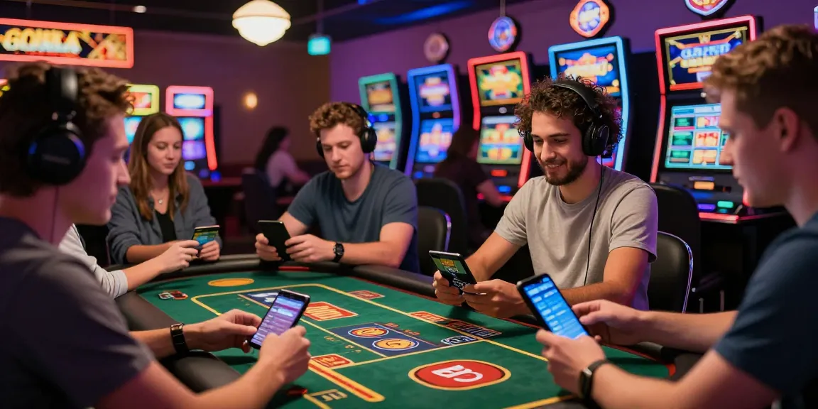 Exciting scene at credit card casinos at ieee.org.uk, showcasing players engaged in games with vibrant lights and lively atmosphere.