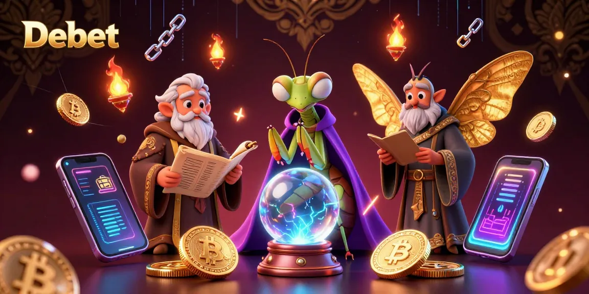 Bet big with Debet's immersive casino experience featuring vibrant characters and crypto elements