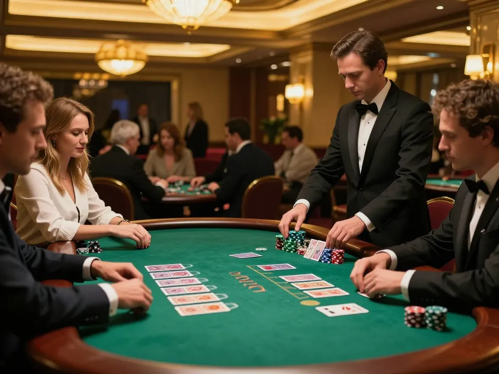 Players enjoying a thrilling blackjack game at Fly88 com, featuring vibrant cards and chips.