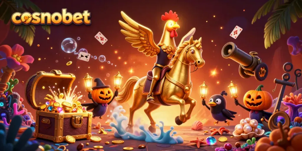 Experience the excitement of cosmobet with golden rooster casino adventure amidst vibrant treasures and games.