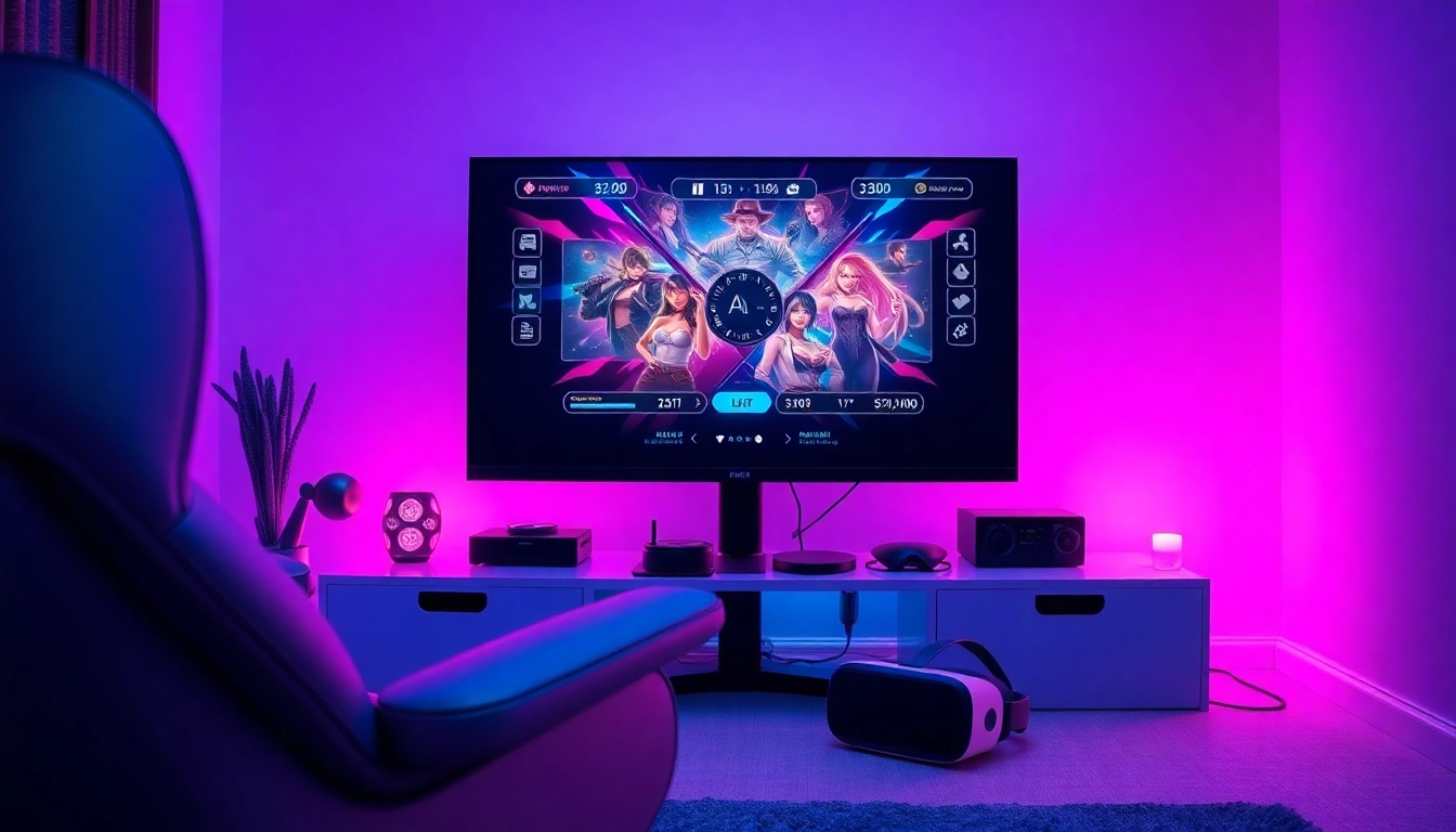 Interactive gaming setup featuring sex games AI on screen, highlighting modern technology and immersive experience.
