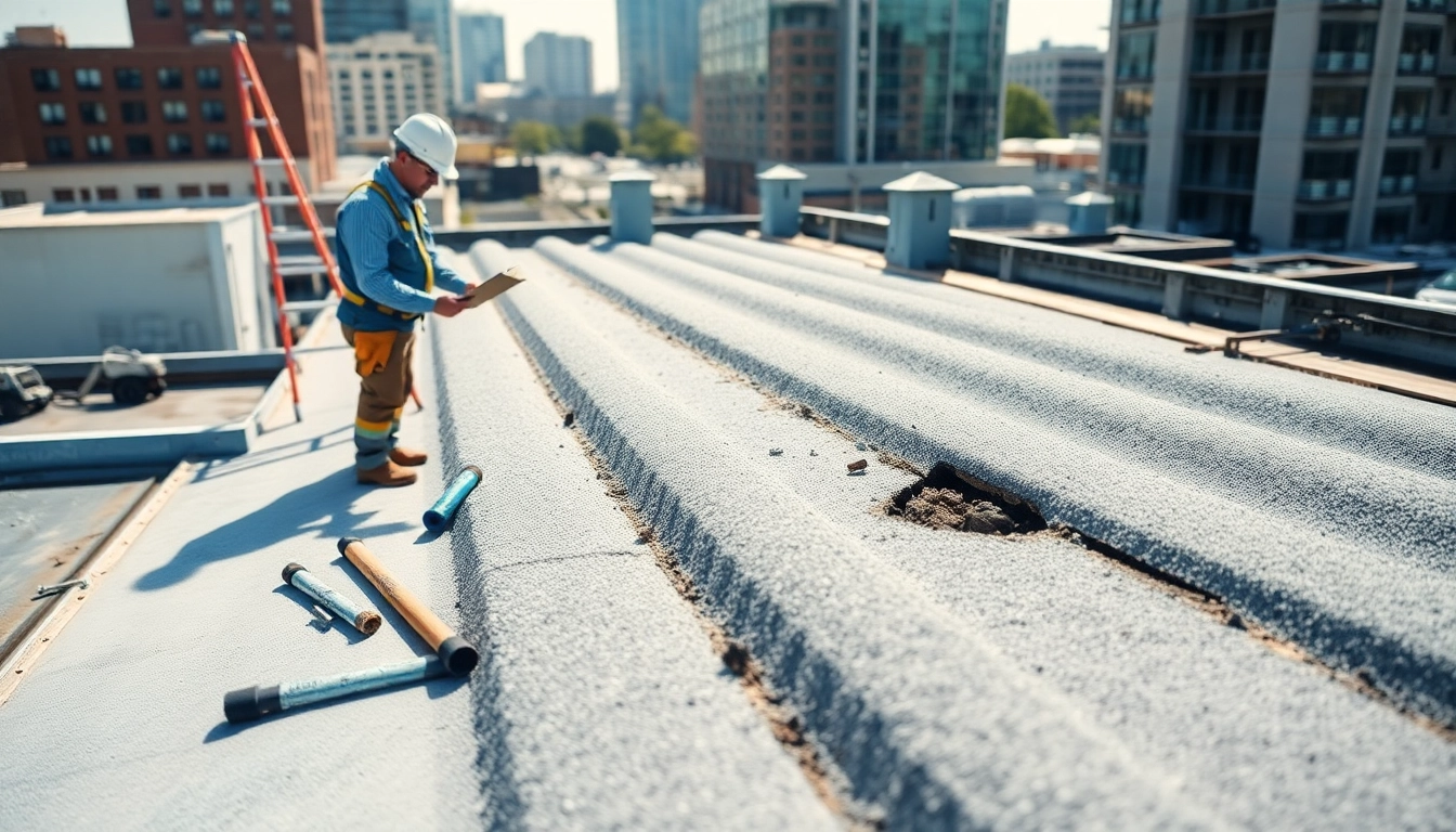 Assessing spray foam roof damage during a thorough inspection process for effective repairs.