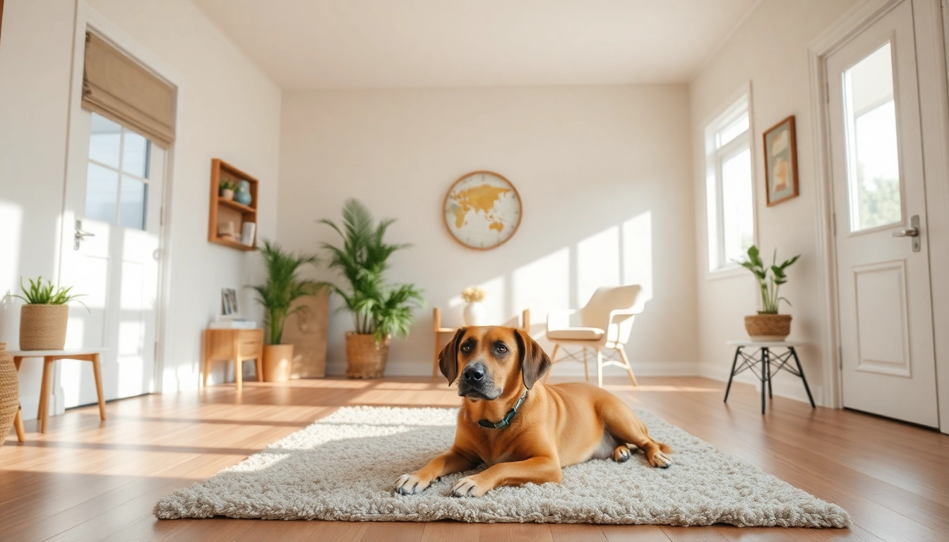 Engaging therapy session focused on depression treatment featuring a welcoming room and a therapy dog.