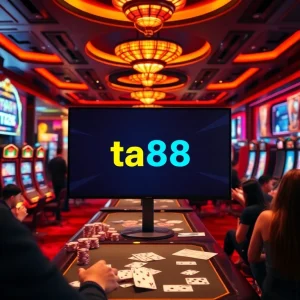 Experience the excitement of ta88 casino gaming with vibrant tables, slot machines, and players winning big.