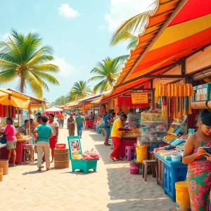 Engaging marketplace scene showcasing Hela Ads in Sri Lanka, vibrant colors, cultural decor.