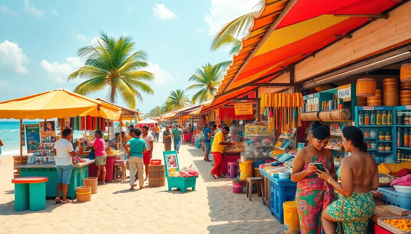 Engaging marketplace scene showcasing Hela Ads in Sri Lanka, vibrant colors, cultural decor.