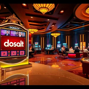 Dynamic casino scene showcasing the doaslot machine amidst vibrant gaming excitement.