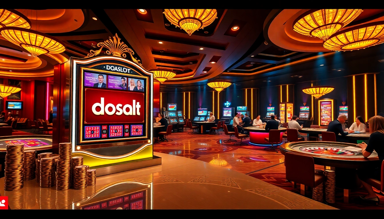 Dynamic casino scene showcasing the doaslot machine amidst vibrant gaming excitement.