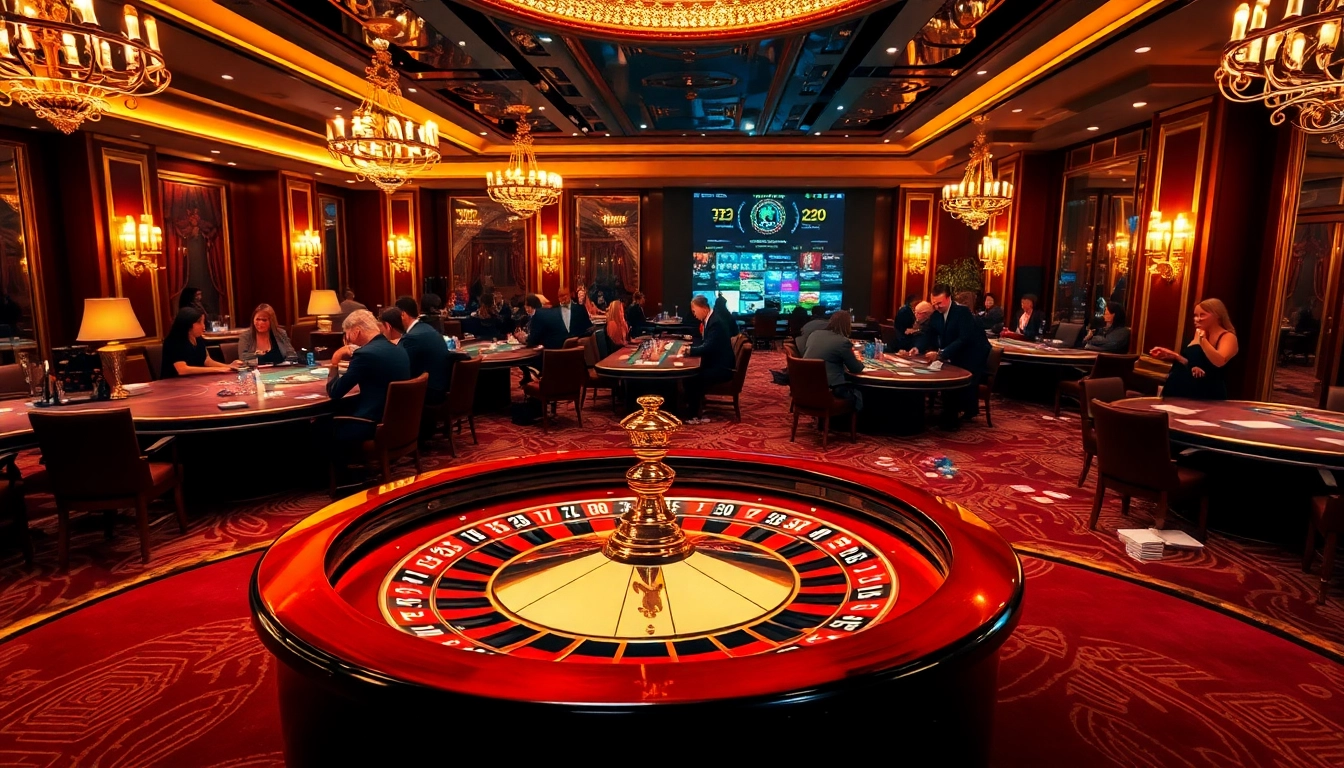 Engaging scene of luxury casino gambling, featuring nhà cái online 789P elements.