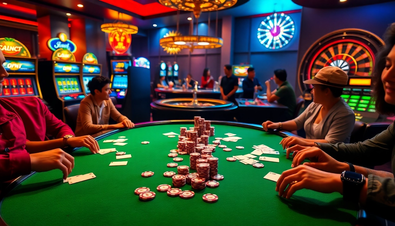 Experience the excitement of gambling at xin88it.com, with vibrant poker games and luxurious casino settings.
