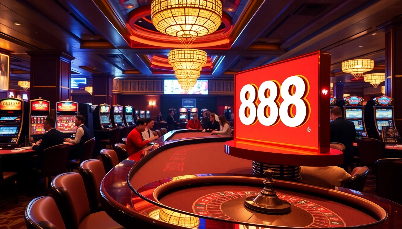 Engaging players at the mu88 link casino table surrounded by slot machines and excitement.