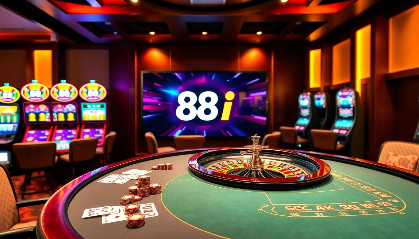 Enjoy the thrill of 88i game at our luxurious casino gaming table with vibrant chips.
