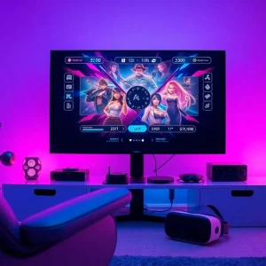 Interactive gaming setup featuring sex games AI on screen, highlighting modern technology and immersive experience.