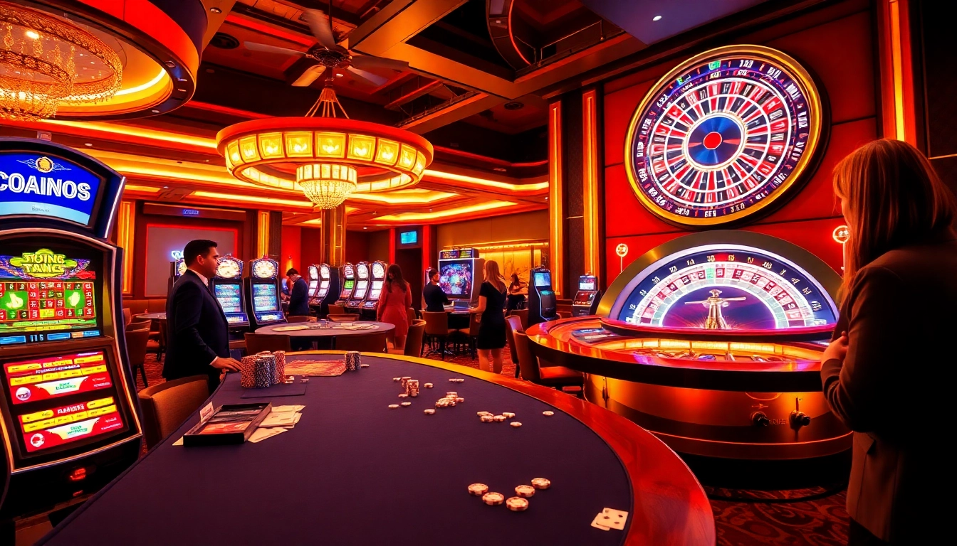 Experience the excitement of gaming at Gg88 Tech with vibrant casino tables and slot machines.