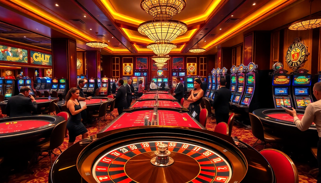 Players enjoying thrilling moments at f168 okvip casino, showcasing excitement and luxury.