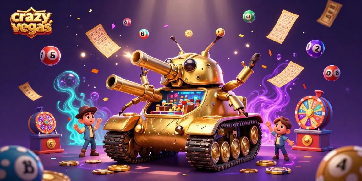 Experience the thrill of crazyvegas in this vibrant illustration featuring a golden beetle tank casino.